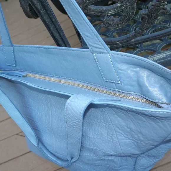 Anthropologie *New Never used Without tags* blue large pebble grain tote - Picture 3 of 8